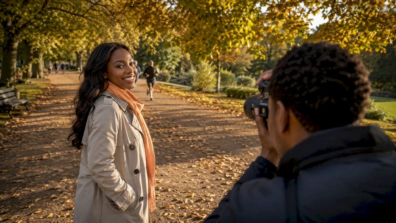 Woman posing for outdoor portrait in Hyde Park